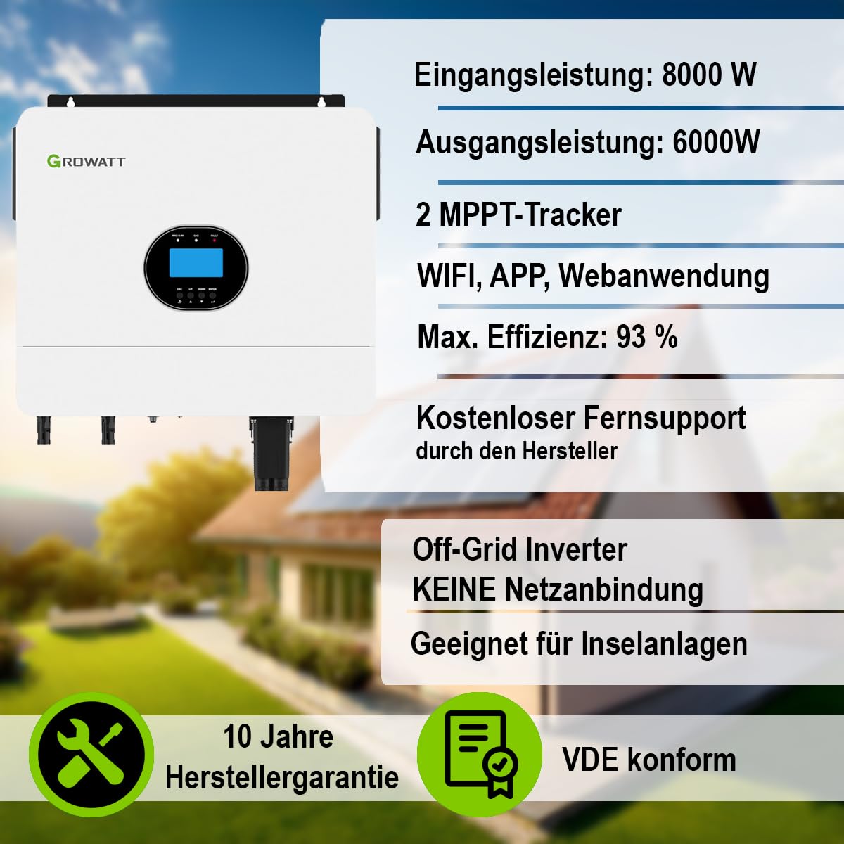 Wechselrichter Growatt SPF 6000 ES Plus Off-Grid Inverter Inselwechselrichter für Solar Inselanlage