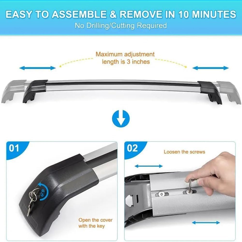 Barras Portaequipajes para Nissan Juke 2021-2025, 2 Piezas Aluminio Coche Barra Techo Porta Equipaje Transversales Soportes Ajustables Desmontable Coche Accesorios