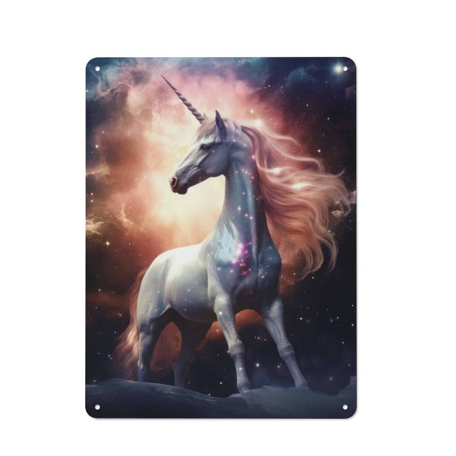 Junmoney Unicorn In Nebula Retro Metal Sign 40X30cm For Hobby Room Or Studio, Autumn Wall Decor For Creative Interior Collectors