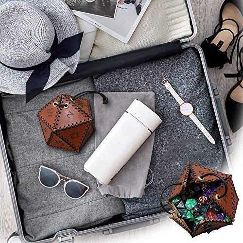 Sunswendi Borsa per dadi in pelle D20, borsa per