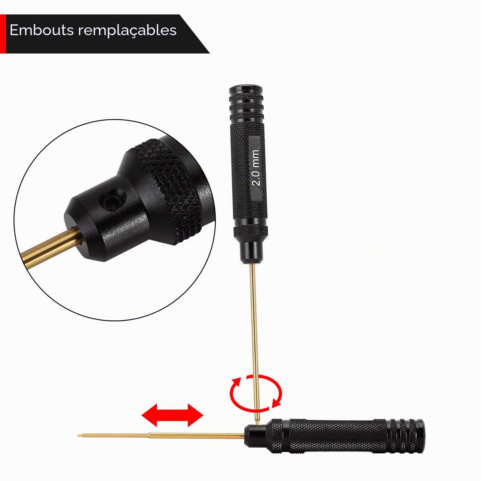 INJORA 7PCS HSS Hexagone Tournevis Noix Hexagonale Clé à Conducteur Kit D’Outils RC pour 1/18 1/24 RC Mini Crawler Voiture SCX24 TRX4M FCX24