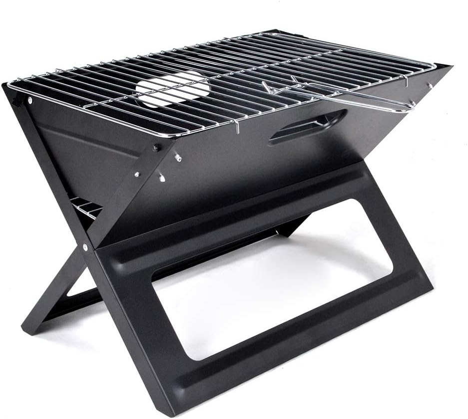 VITALMini Portable Outdoor Camping Stainless Steel Grill and Fire, Barbecue Charcoal Foldable BBQ Grill with Extra Large Grilling Surface - IE-54417