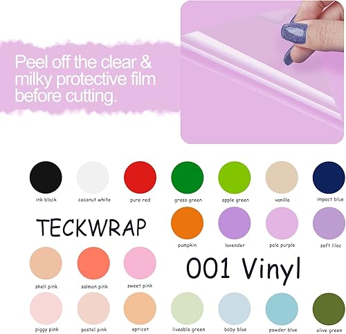 Miniatura 4 de TECKWRAP 001 Vinilo adhesivo permanente de 12 x 12 pulgadas, 15 hojas por paquete para cortadores de manualidades, trazadores de letreros, morado
