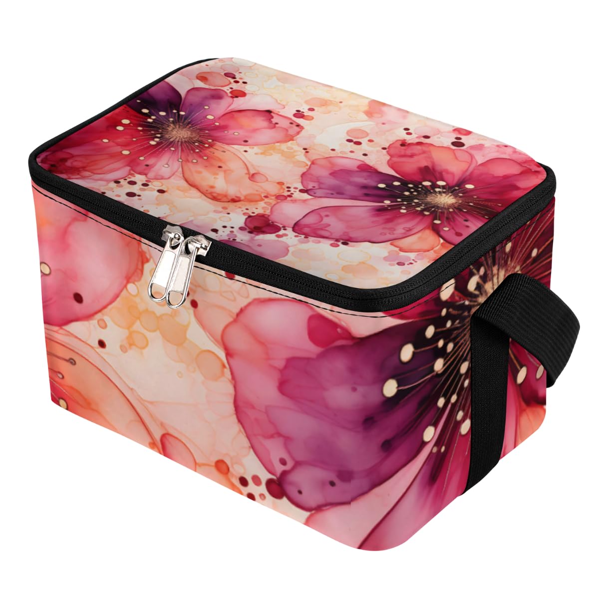 GzLeyigou Lunch Bags for Women Men 9 Cans,Abstract Flowers Hot & Cold Food Delivery Bag Insulated Grocery Bag Insulated Lunch Box Red Floral Cooler Bag for Office Work Picnic Beach
