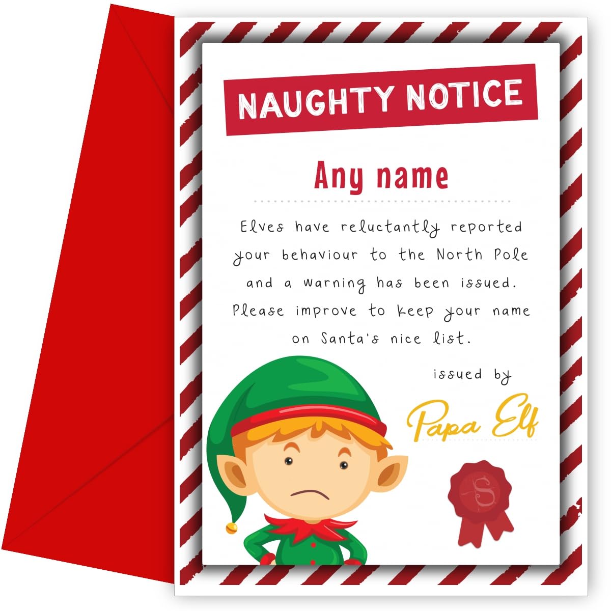 Personalised Elf Report Card for Kids - Naughty List/Notice Letter from Elf this Christmas for Boys & Girls | Christmas Report Card from Elves, Santa