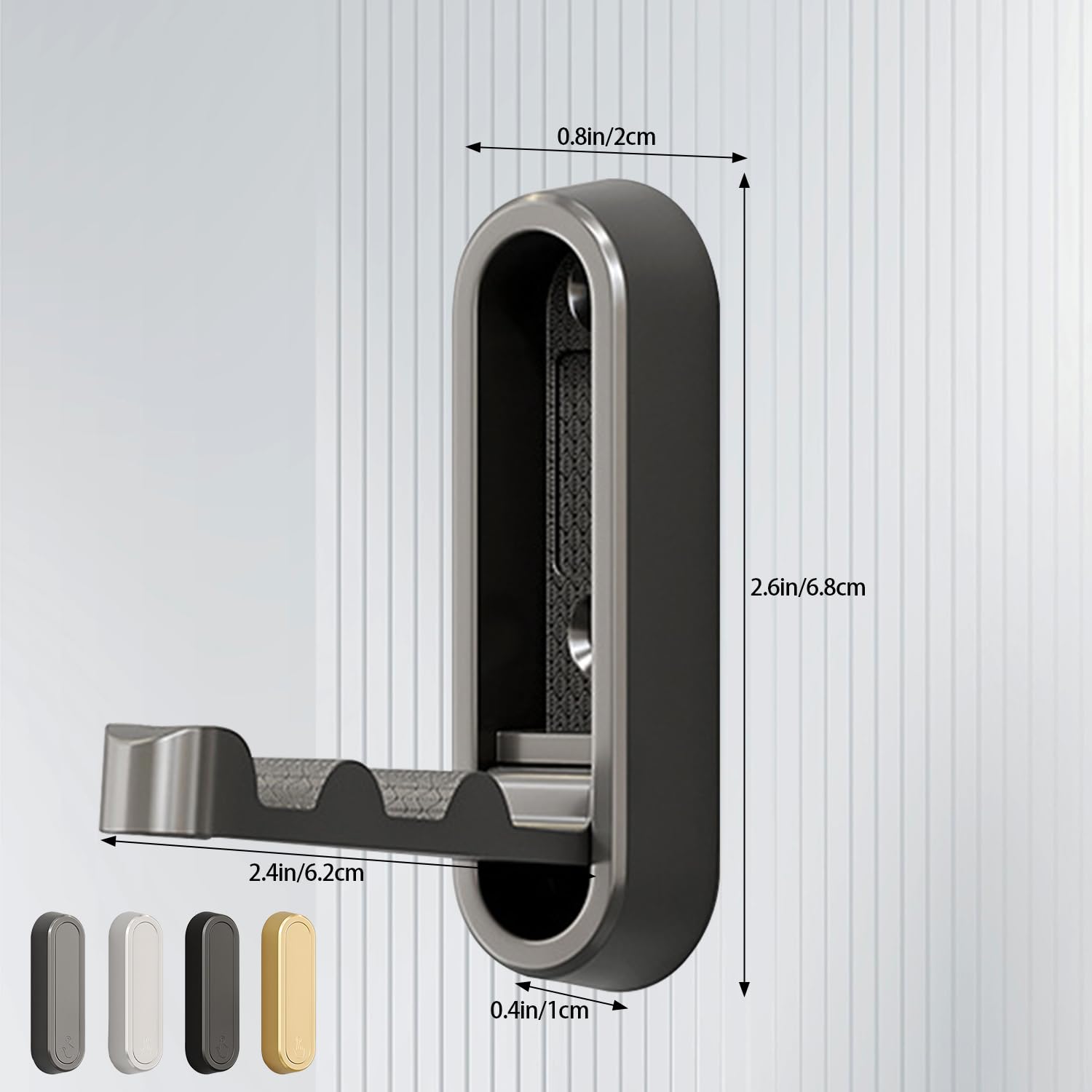 Ganchos para pared, ganchos negros para colgar, ganchos de pared resistentes, gancho para monedero, ganchos de succión para baño, ganchos de metal (gris)