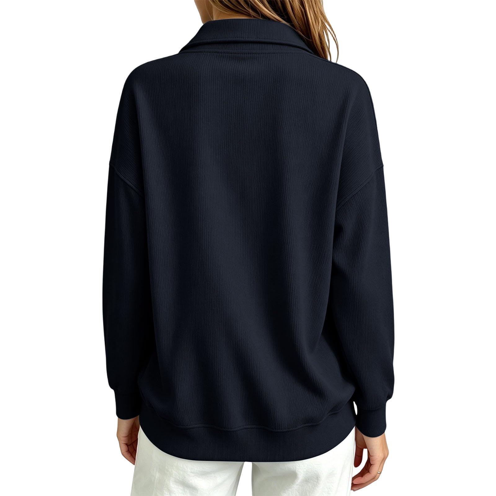 LUCKME Felpa Donna Mezza Zip con Bottoni Pullover Lungo Manica Lunga