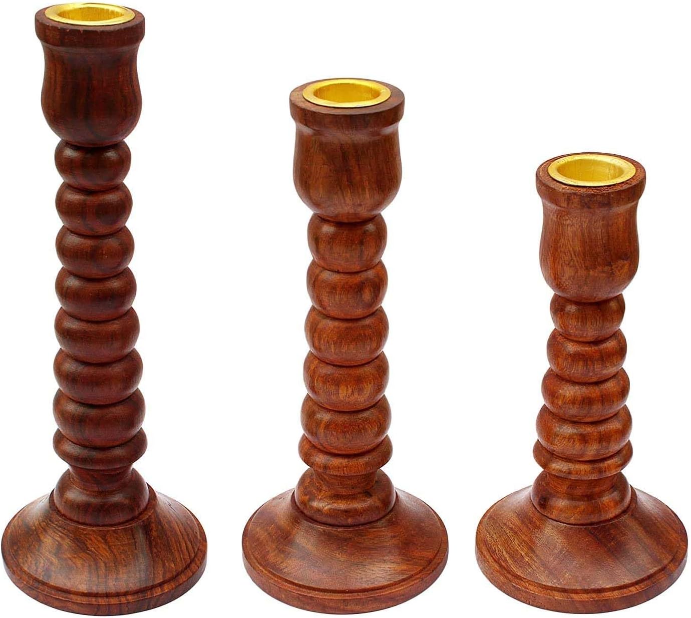 Wooden Candle Holder Set of 3 Pcs - Living Room Decor for Elegant Home Ambiance - Handcrafted Rustic Candle Holders for Holiday Table Centerpiece and Sister Gifts Ideas (Jali)