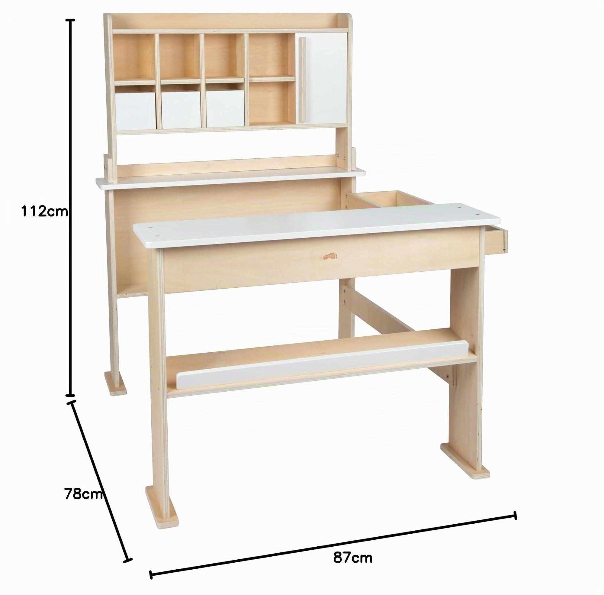 small foot Negozio in Legno, Negozio Classico con 3 cassetti e Porta Scorrevole, Gioco di Ruolo Creativo per Bambini dai 3 Anni, 12683