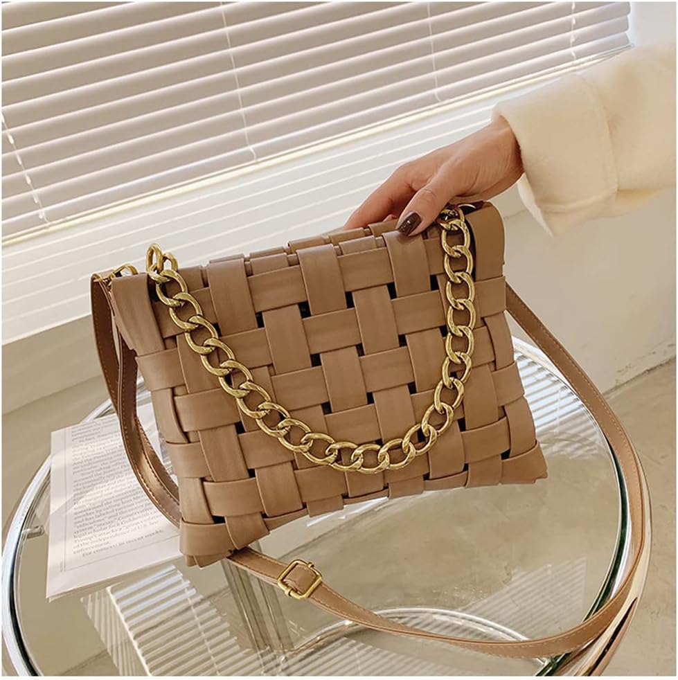 YP Women Large Crossbody Bag Woven Envelope Purses Pu Leather Shoulder Handbags - Image 9