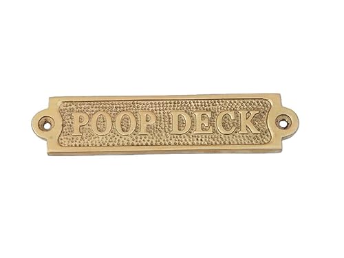 Hampton Nautical Brass Poop Deck Sign 6" - Metal Wall
