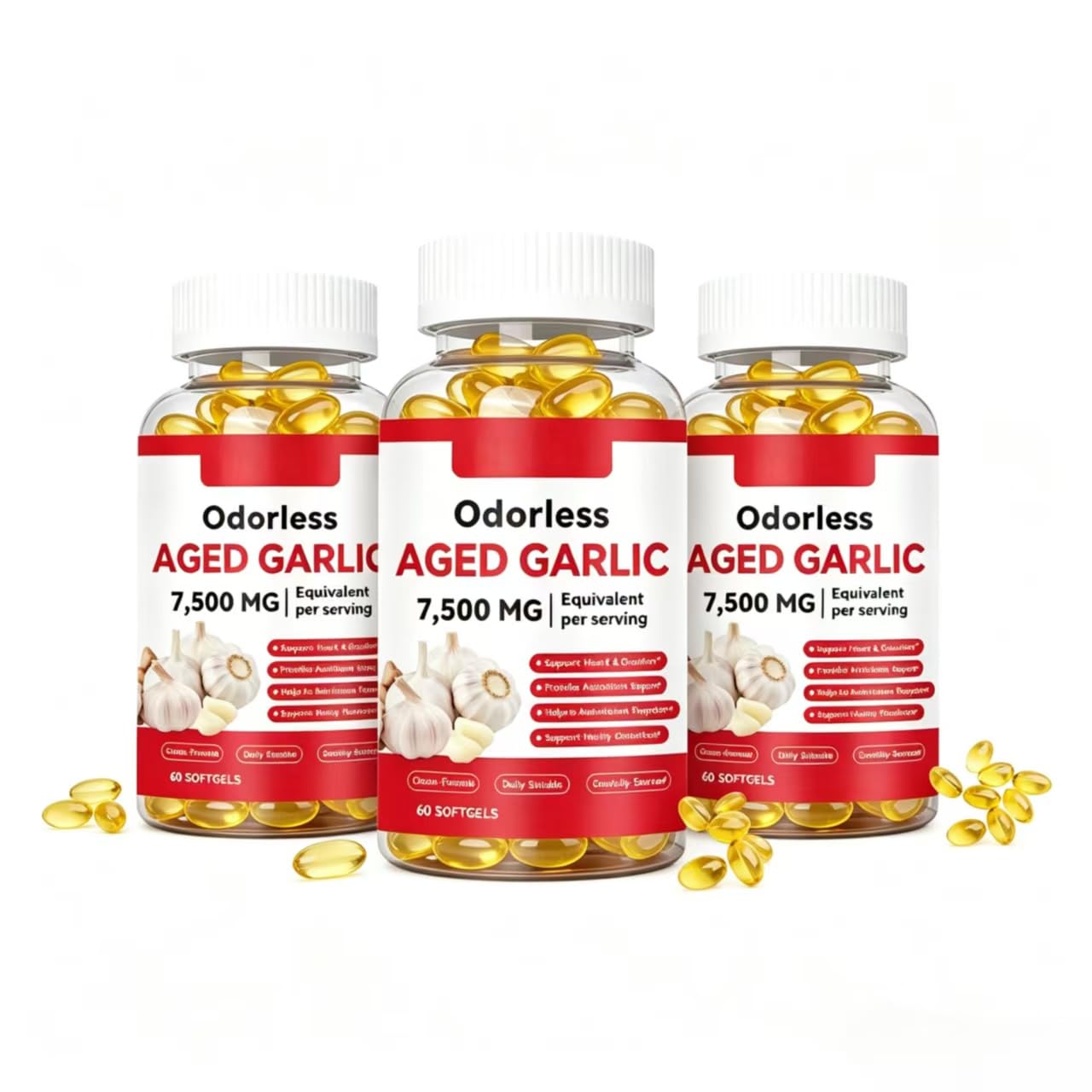 Dojrzały czosnek 7500 mg, wspomaganie krążenia i serca, 60 szt