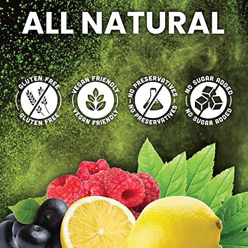 Natural Super Greens Powder Organic Supplements| Great Tasting Fruits and Vegetables Juice & Smoothie Mix| Probiotics & Digestive Enzymes| Green Superfood Spirulina & Chlorella (Citrus Berry) - Image 6