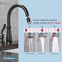 Vista 4 de Aireador de grifo giratorio, boquilla de grifo de 3 funciones, accesorio de grifo de fregadero de cocina giratorio de gran ángulo de 360°, extensor