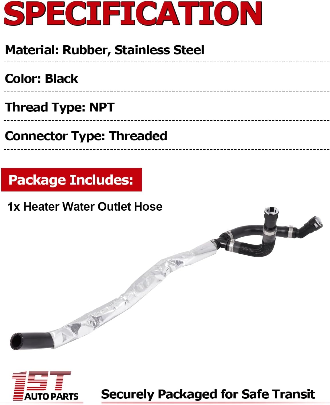1ST JL1Z18472C HVAC Heater Water Outlet Hose for Ford Expedition 2018-2021, for Lincoln Navigator 2018-2022 3.5L V6, Replaces OE: JL1Z-18472-C 626370