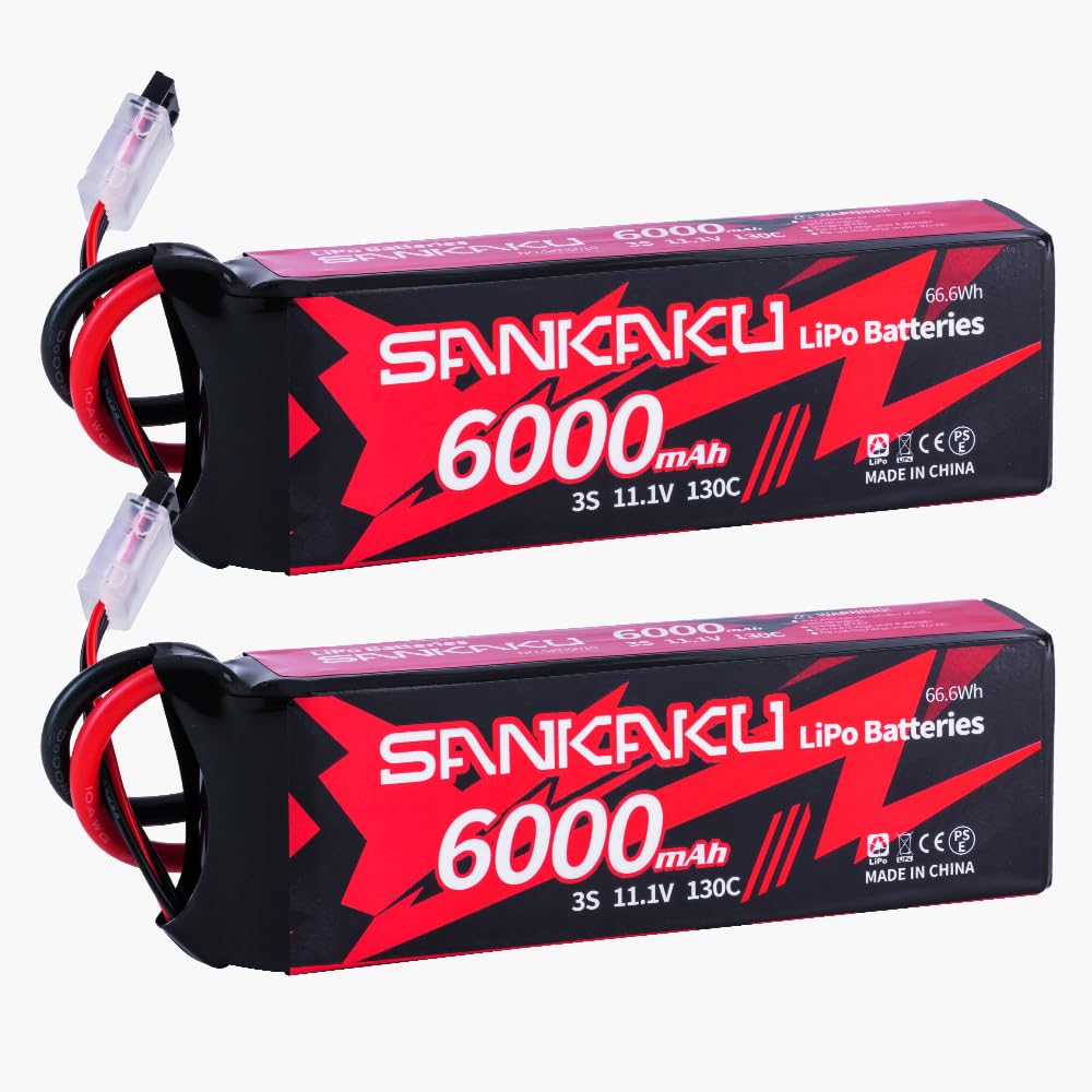 SANKAKU 6000mAh Batterie Lipo 11,1V 130C 3S Lipo avec Prise Deans T pour RC Buggy Véhicules Voiture Camion Réservoir Bateau Hobby 2 pièces
