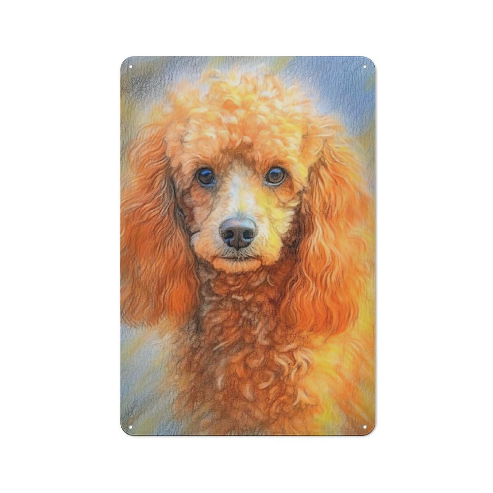Junmoney Poodle Sketch Tin Wall Plaque 30X20cm With For Home Office Or Studio, Gift Idea At Christmas For Creative Workspace Decorators