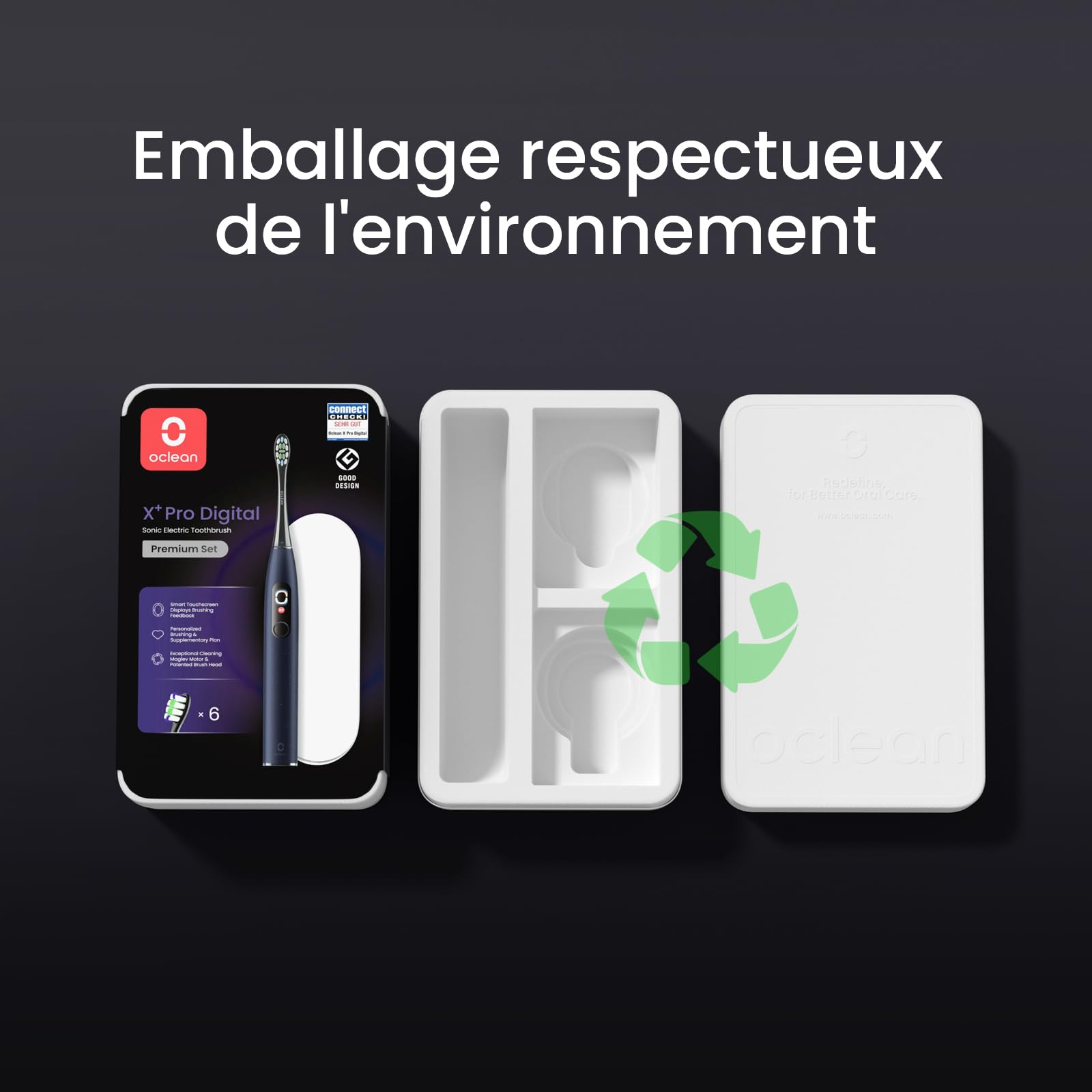 Oclean Brosse à dents électrique X Series Pro Digital Travel Set, 6 Brosettes et Étui de voyage, Écran tactile, Suivi en temps réel et 3 Modes, Autonomie 30 jours, Minuteur & Rappel, Set Étoile Violet