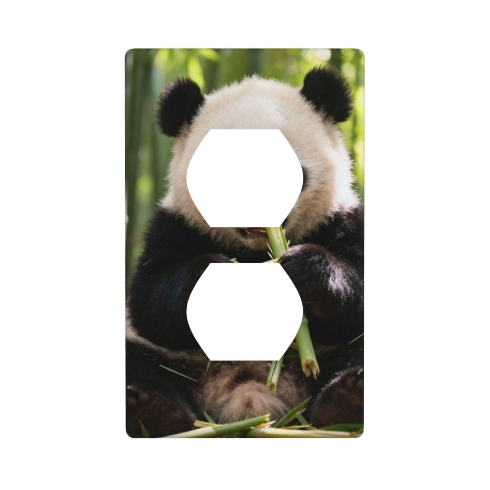 Cute Panda Decorative Switch Plate Cover-Unbreakable Polycarbonate Wall Plate for Home Office, 1 Gang with Screws