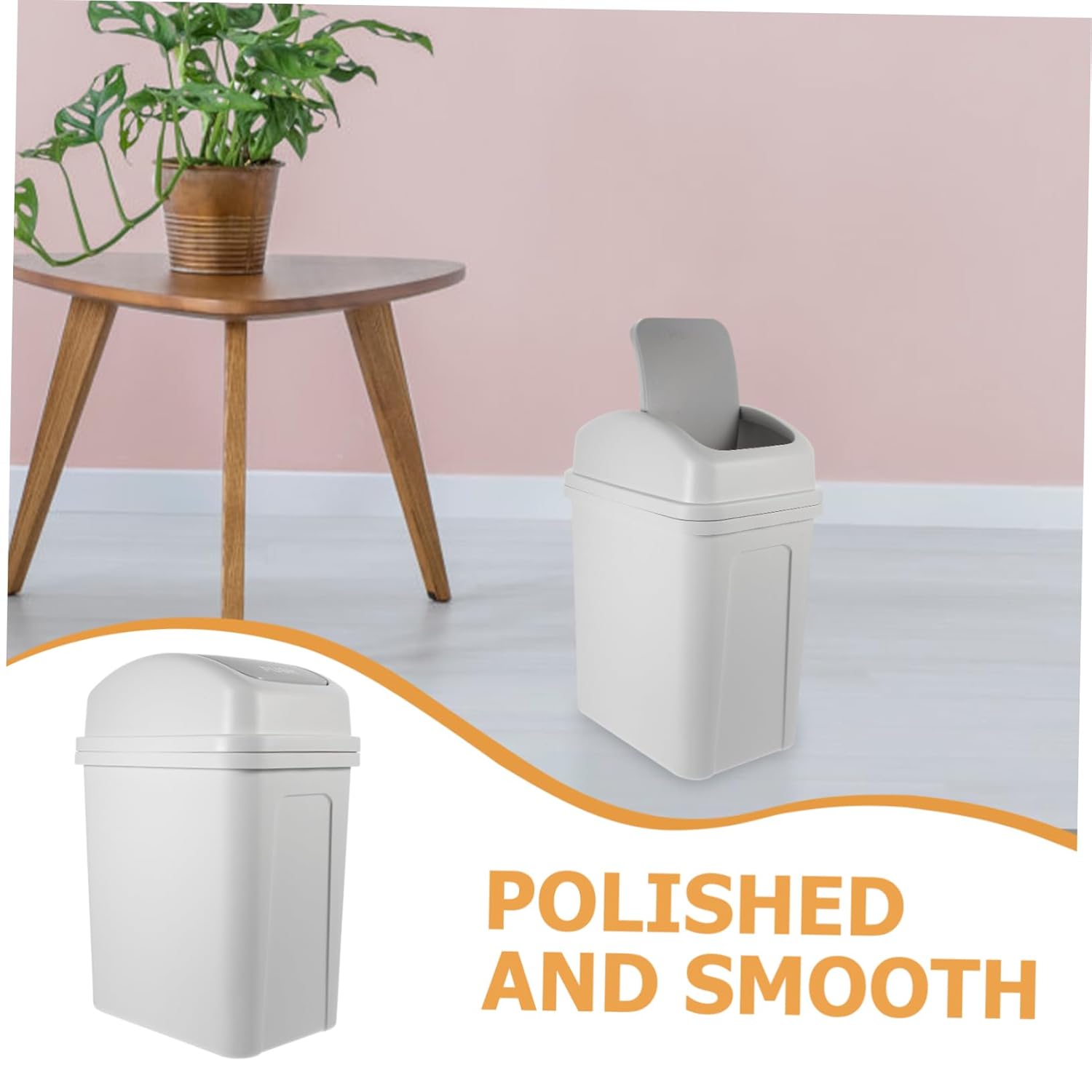 Step Lid Trash Can Kitchen 45L Large Capacity Flip Lid Trash Can White Thicken Plastic Garbage Can with