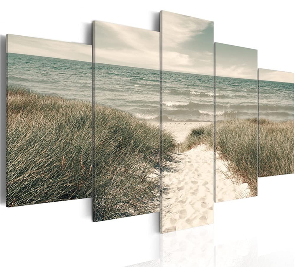 Toile mur art moderne 5 pièces B12 tableau design 150x75cm