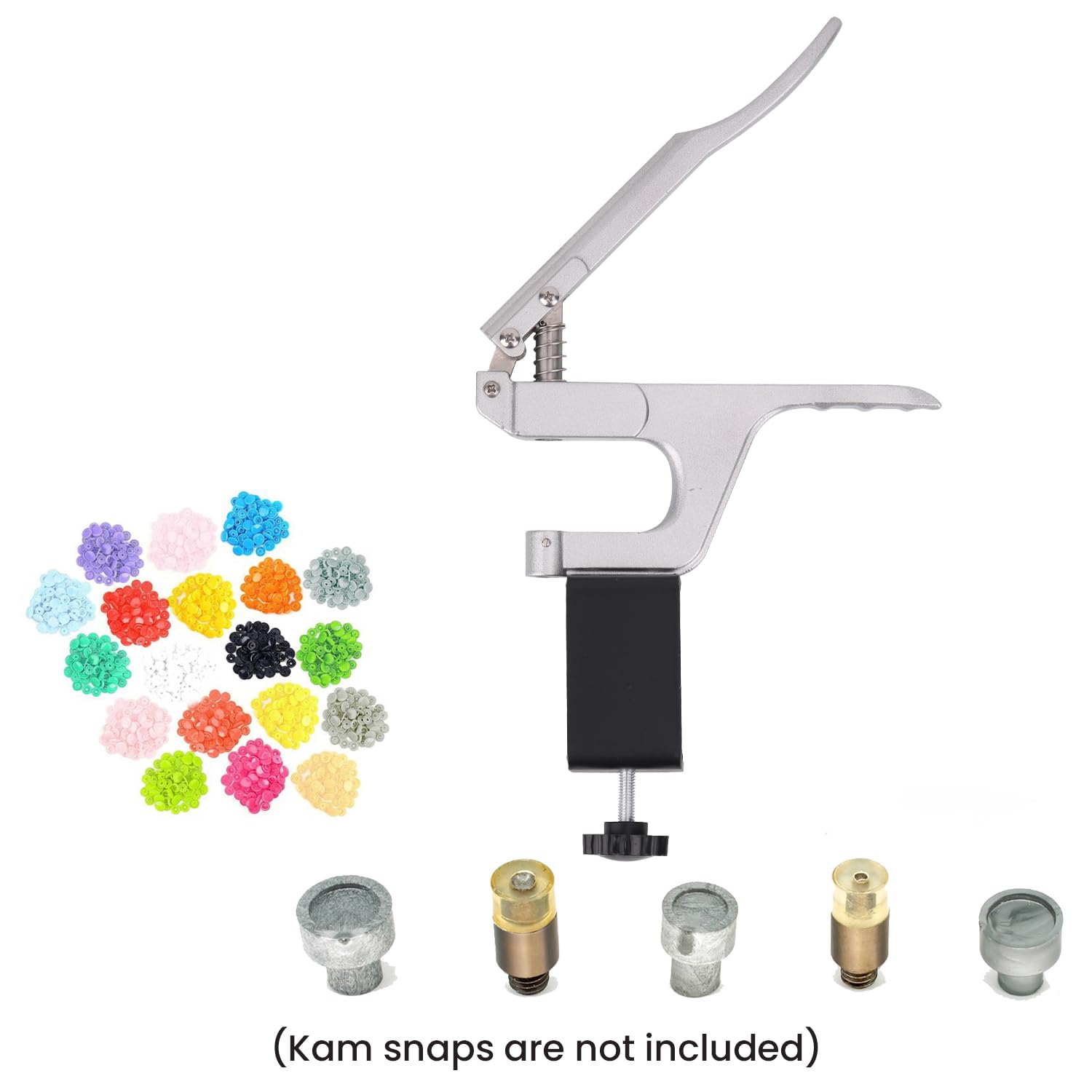WedDecor KAM Snaps - Herramienta de fijación y alicates ZYT plateados con abrazadera de banco, ajuste T3, T5, T8, T15, botones de plástico para reparación y reemplazo de ropa de niños, baberos,