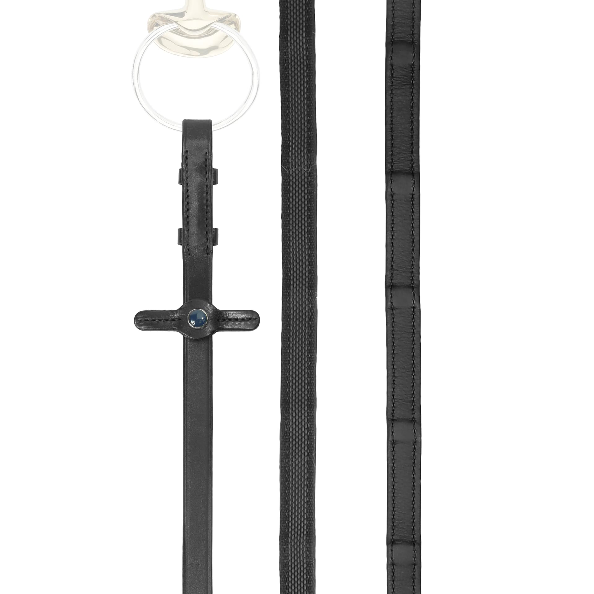 Stübben Leather reins NT extra grip with 9 inside leather stops - black - silver - CS/FS (55"·140cm)