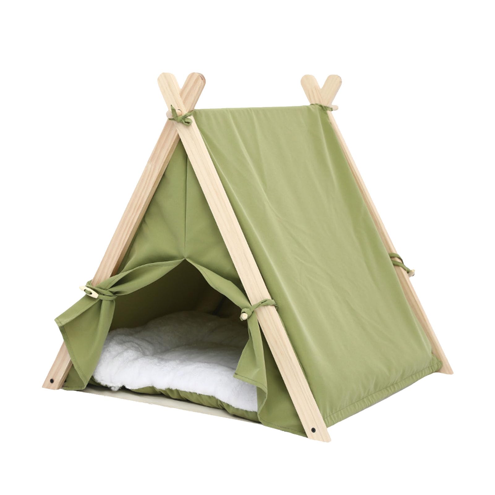Tente Tipi Pour Animaux De Compagnie Pour Chiens Et Chats, Maison Pour Chien D'intérieur Portable De 23,8 Pouces, Tente Tipi Pour Chat Lavable (5 Couleurs En Option)(草绿色)