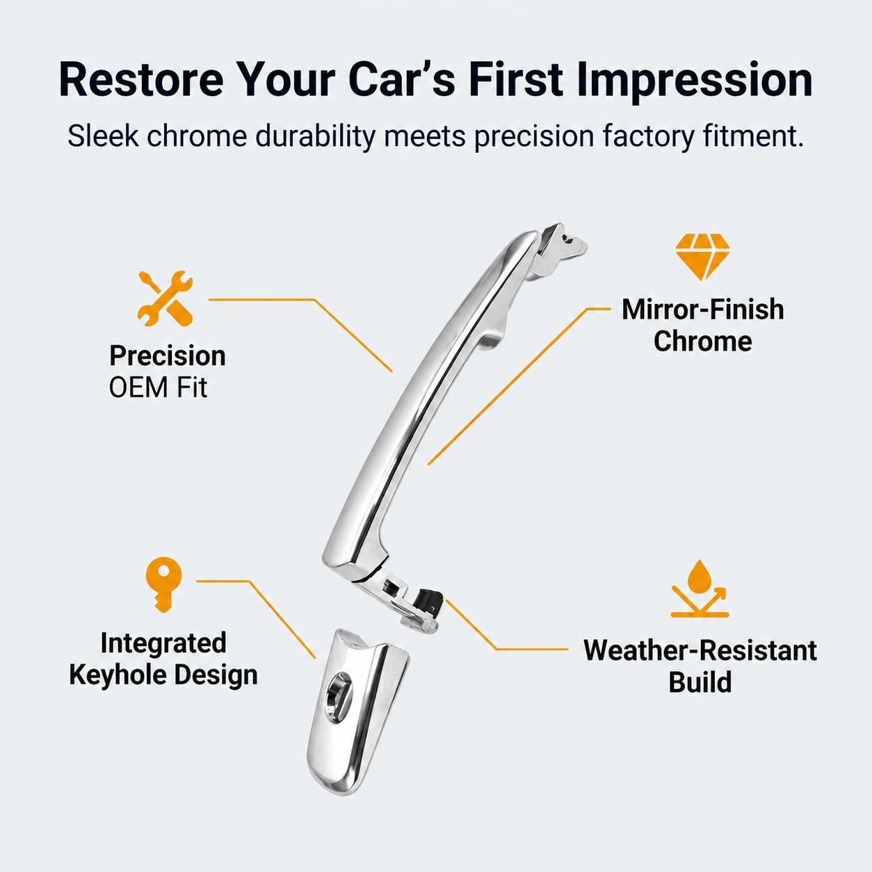 Premium Front Left Exterior Door Handle Driver Side with Keyhole Compatible with Nissan Rogue 2010–2015 Murano 2003–2007 Infiniti FX35 FX45 2003–2008 Replacement 80640-CA012 Without Smart Key