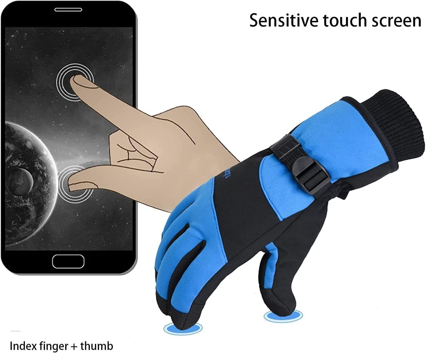 GAENZA Nuevo Guantes para Hombre y Mujer, Guantes cálidos de Invierno para esquí de montaña, Deportes al Aire Libre, Guantes retráctiles con Dedos completos Guantes de Invierno