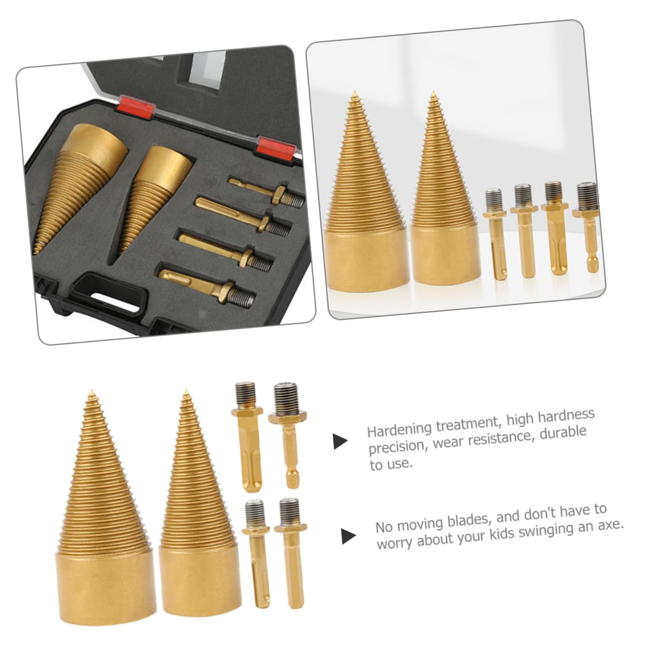 Happyyami Set 6 Punte per Spaccalegna a Cono in Metallo Duro e Plastica, Alta Durezza, Riduce L'attrito, per Legna da Ardere in Campeggio e Fattoria