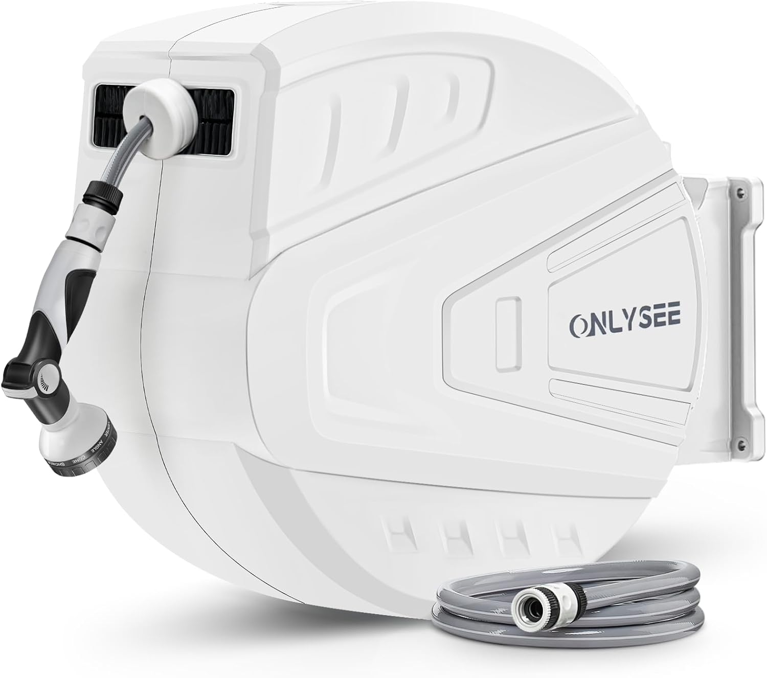 Retractable Garden Hose Reel,30M Garden Hose Reel Wall Wounted,Self-Locking System/Auto Rewind/Wall loumted/180"Swivel Bracket/Multi-Function Spray Nozzle for Garden Lawn Garage Watering