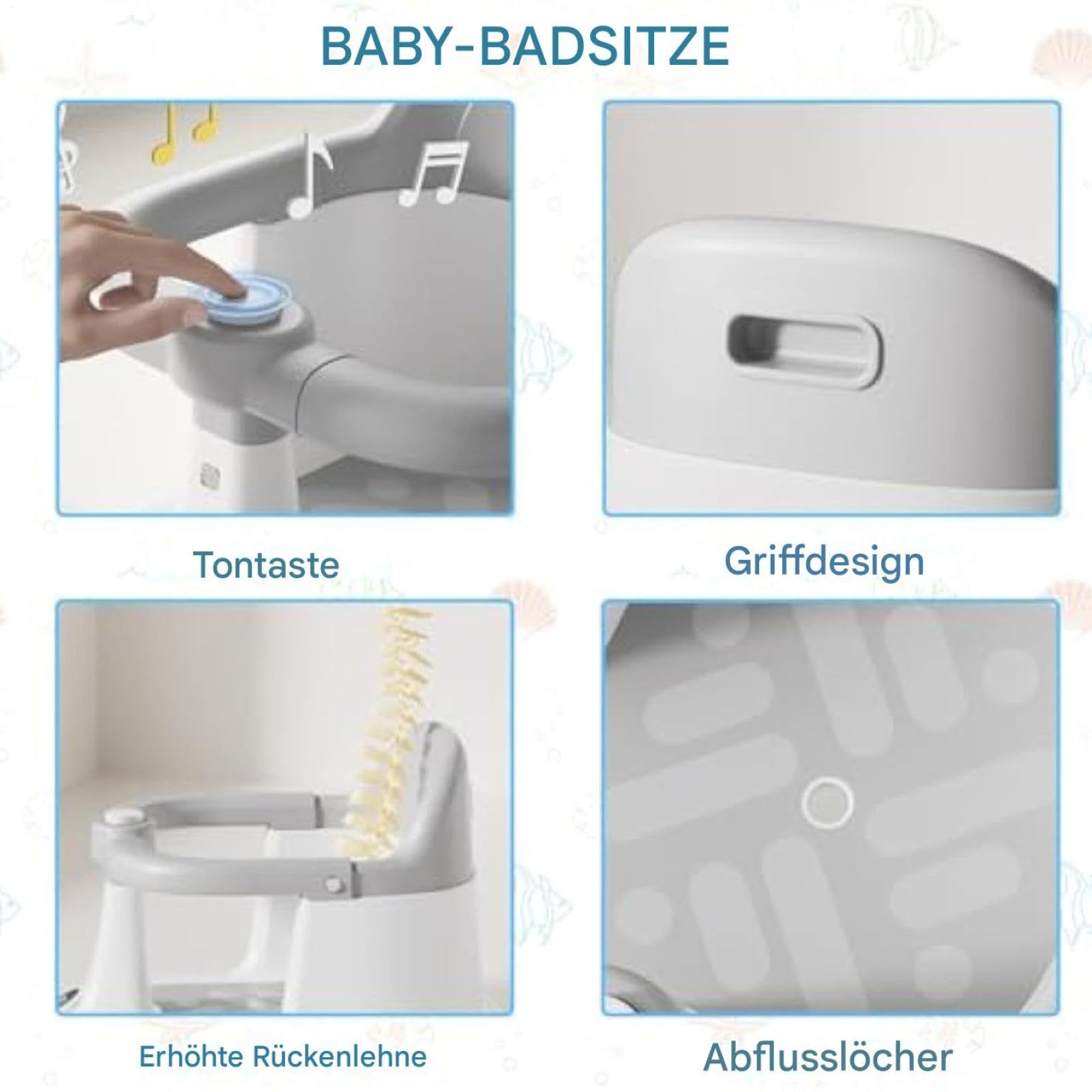 Sedile da bagno per bambini, antiscivolo, con ventose