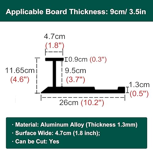 Miniatura 3 de GTPBAO Umbral de transición de piso extra estrecho de 1.9 in, tira de borde de aleación de aluminio resistente para tablerorevestimiento de madera