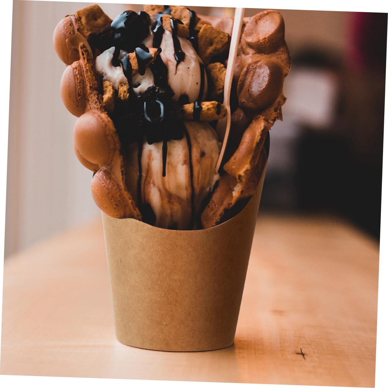 FUNOMOCYA 80pcs Summer Ice Cream Cup Popcorn Container Snack Containers Ice Cream Cups French Fries Snack Holder Snack Cups Fries Holder Popcorn Holders Food Paper Packing Box