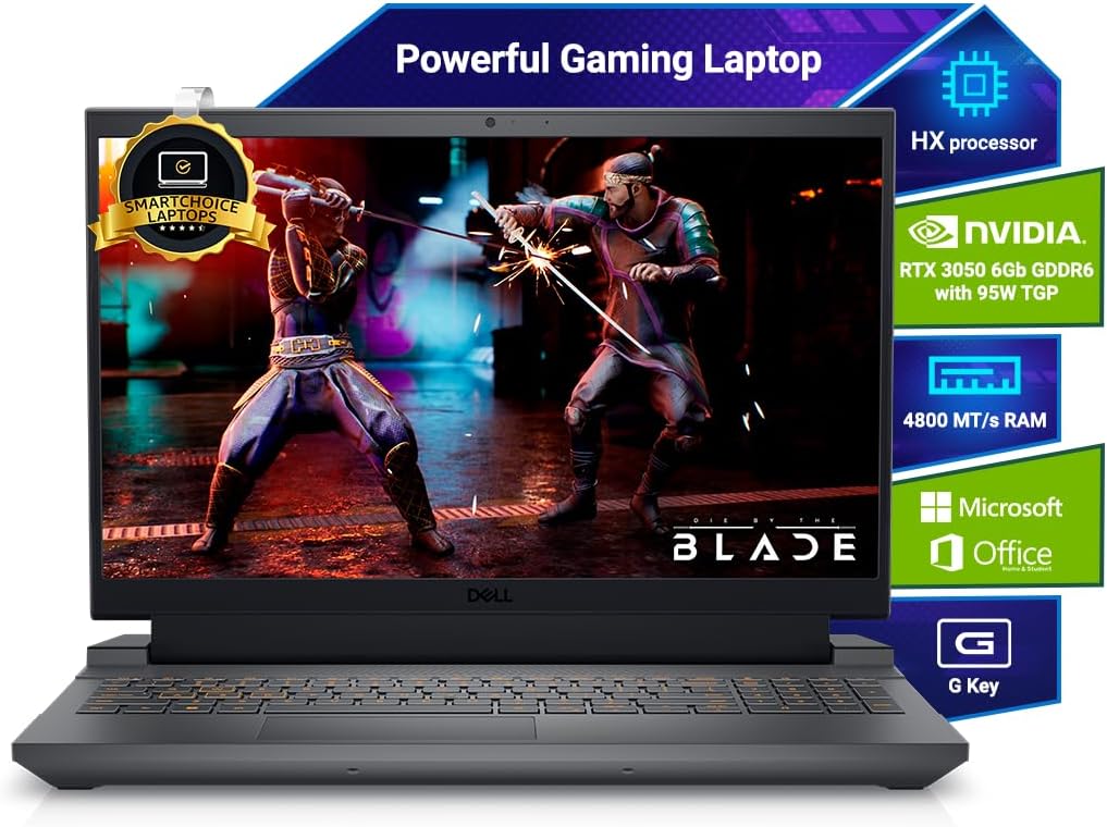 - Dell G15, 13th Gen Intel Core i5-13450HX Processor, NVIDIA RTX 3050-6GB, (16GB RAM 1TB SSD) FHD 15.6"/39.62 cm, Orange Backlit Keyboard, Win 11, MS Office'24, Dark Shadow Grey, 2.65Kg Gaming Laptop