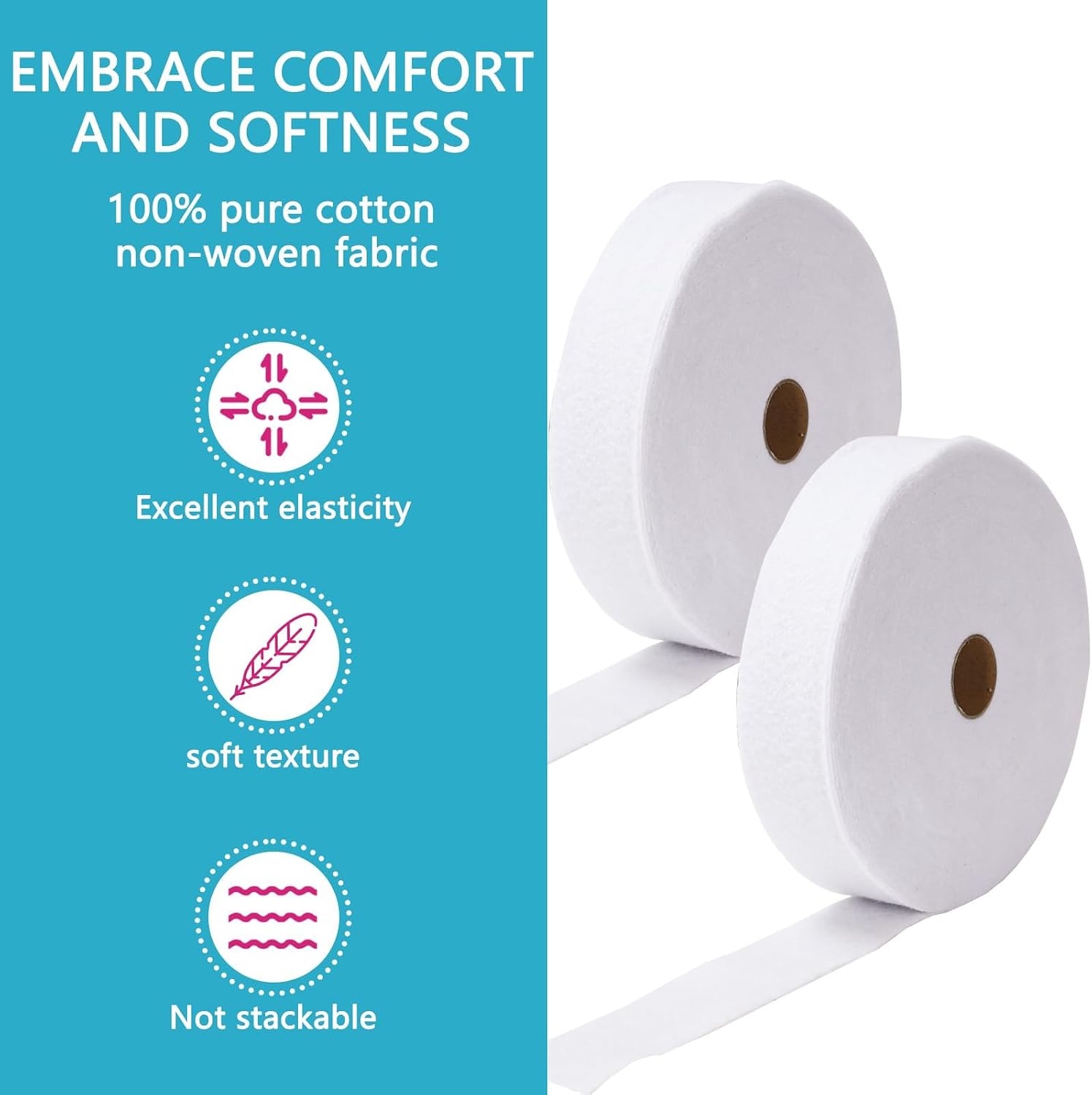 Quilting Batting - 2 Rolls Cotton Blend Fleece Batting Strips (2 1/4 Inch) on a Roll, Total 70 Yards for Jelly Roll Rugs, Throw Rugs, Braided Rugs