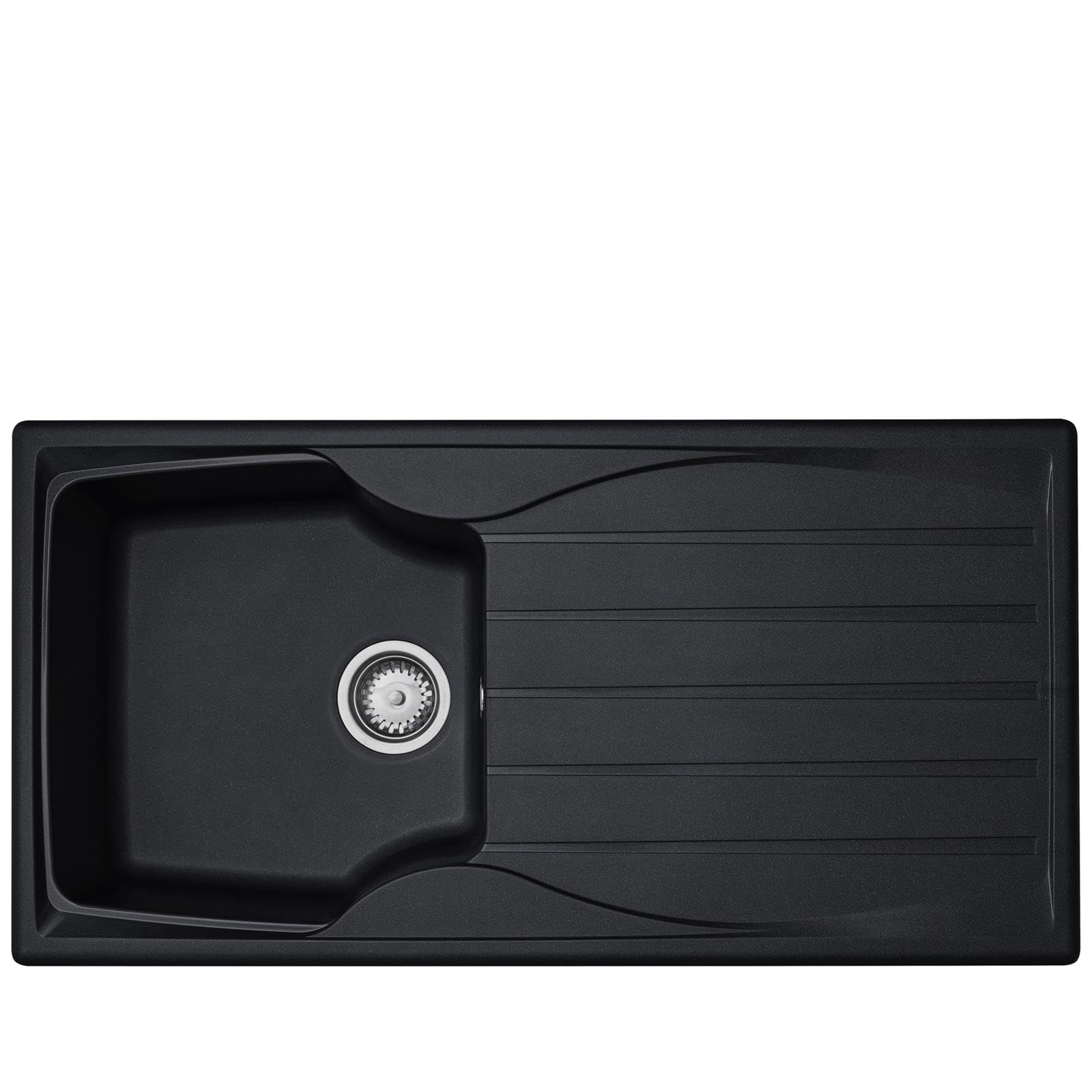 Liquida Black Cmp10bl 1.0 Bowl Reversible Kitchen Sink And Waste Kit