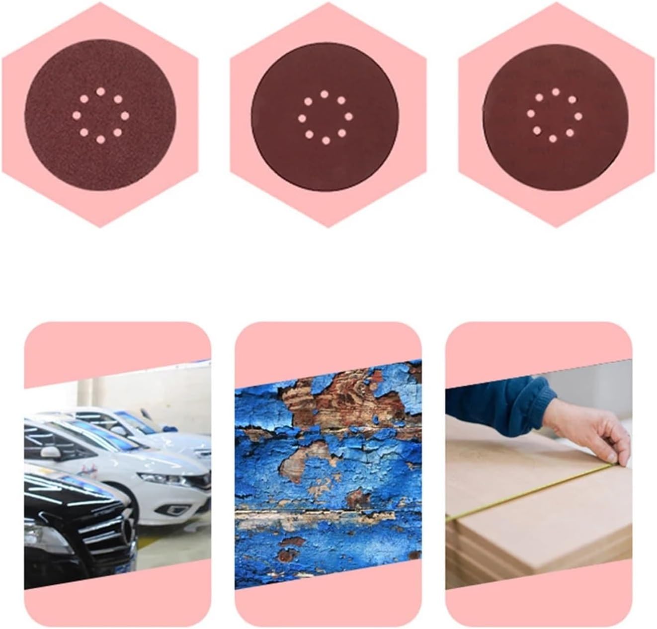 Sanding Pads, 5pcs 9 Inches 225mm 8 Hole Sanding Discs Paper Base Flocking Self-Adhesive Sandpaper 60-1200grit Abrasive Sheets Sand Paper for Wood Furniture(1200Grit)