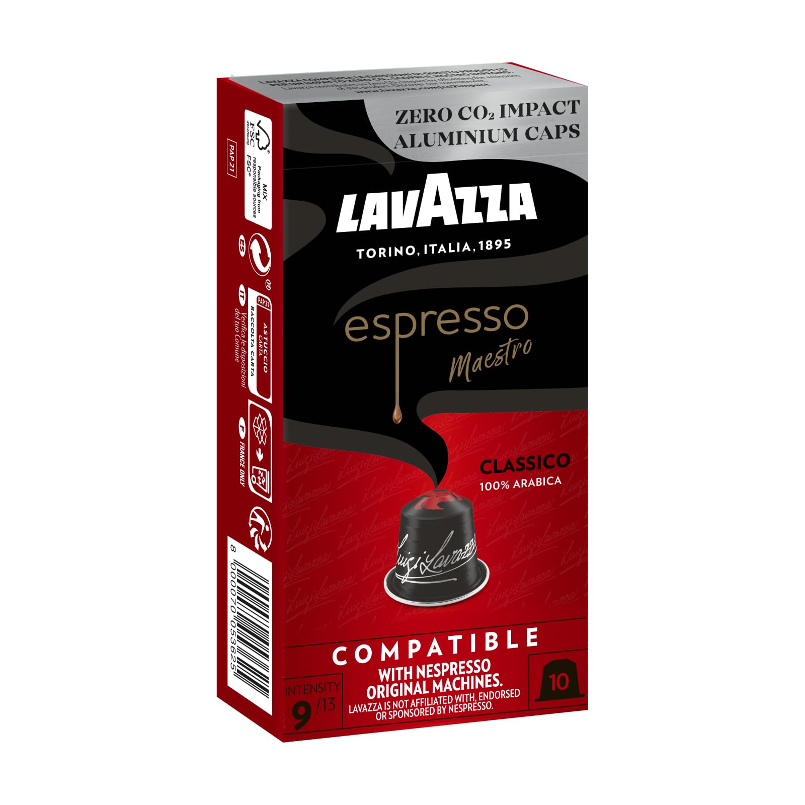 Lavazza Espresso Maestro Classico, Aluminium Nespresso Compatible Coffee Capsules | Pack Of 10 | Intensity 9 | 57 Gram (B09F3P3V71) Amazon Price History, Amazon Price Tracker