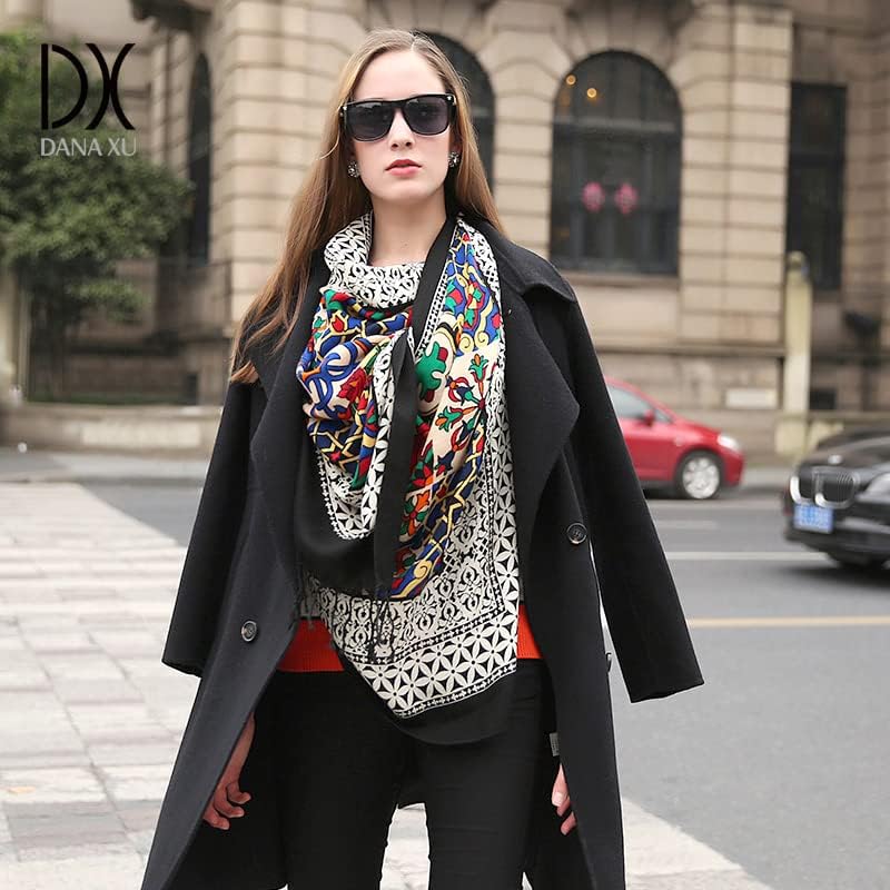 DANA XU 100% Merino Wool Extra Large Pashmina Blanket Travel Scarf Cashmere Wrap for Women Fall Winter Oversize Shawl Floral - Image 7