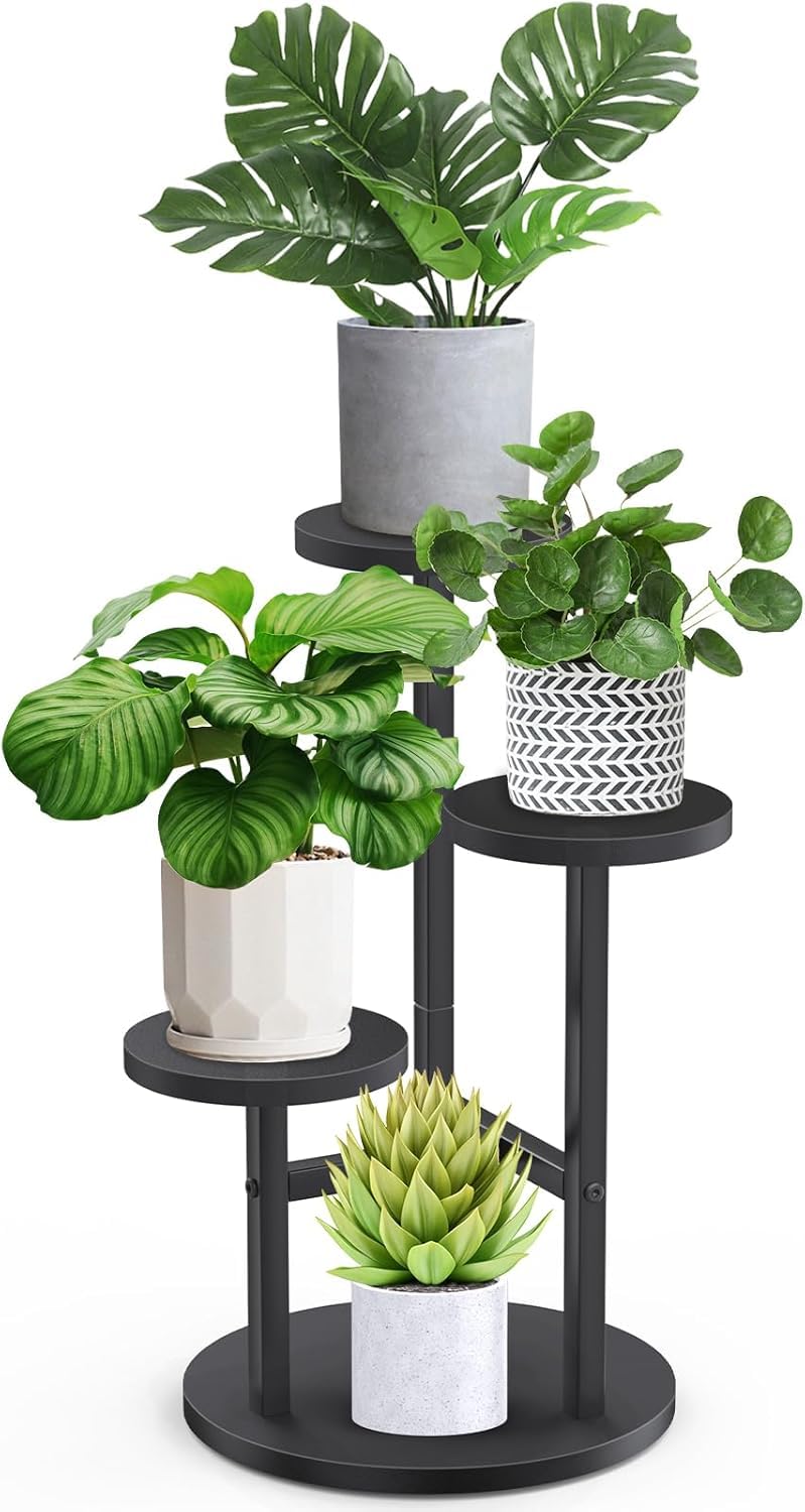 3 niveaux supports de pots fleurs en métal pour salon et terrasse