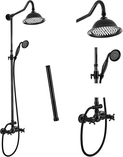 Aolemi Shower Fixture Oil Rubbed Bronze 8 Inch Rain Shower Head 12 Inch