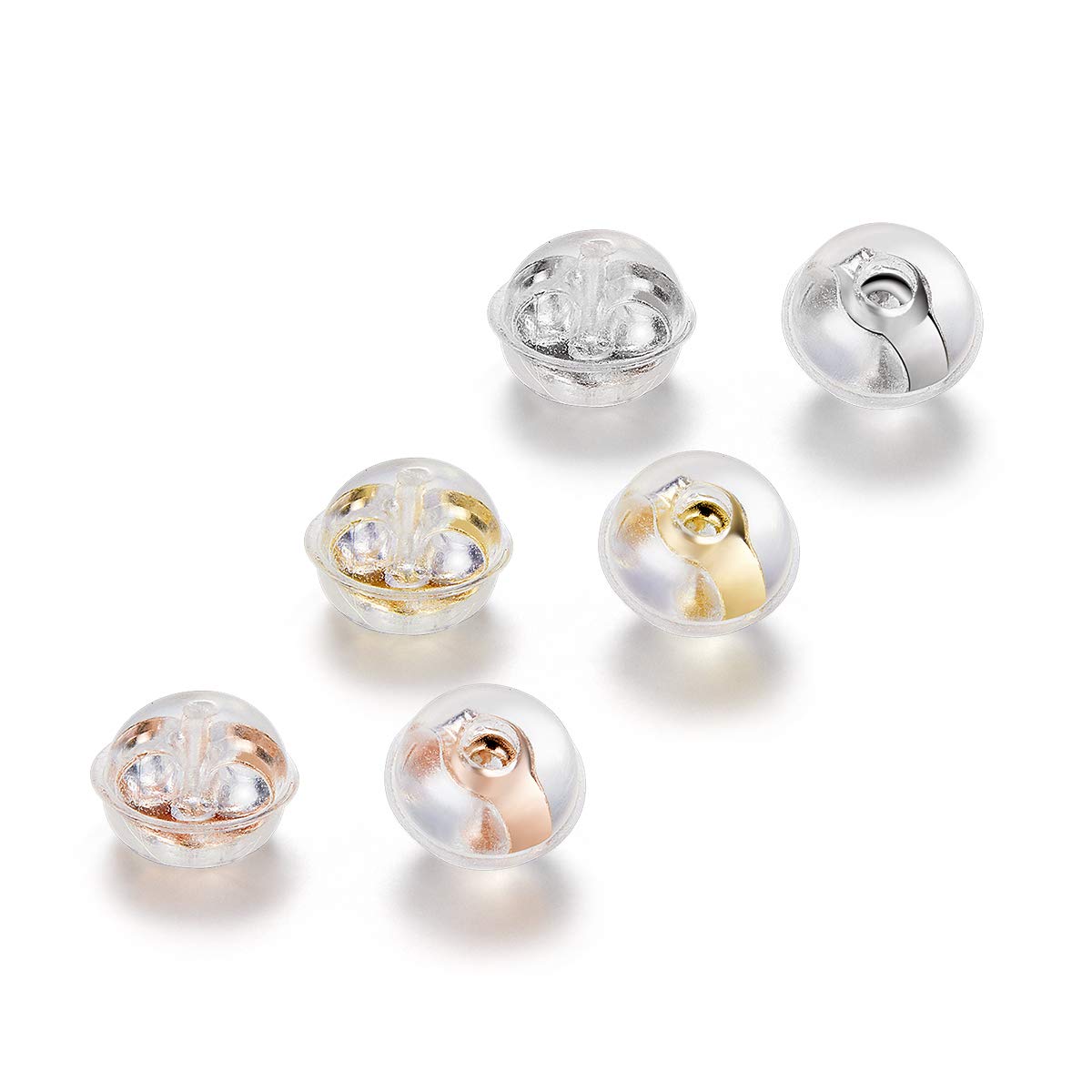 3PCS Hypoallergenic Earring Backs S925 Sterling Silver Soft Clear Silicone for Studs