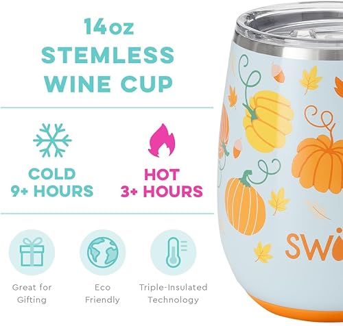 Miniatura 2 de Swig Life Vaso de vino aislado de 14 onzas con tapa, 40+ opciones de patrón, apto para lavavajillas, capacidad para 2 vasos, copa de vino de acero