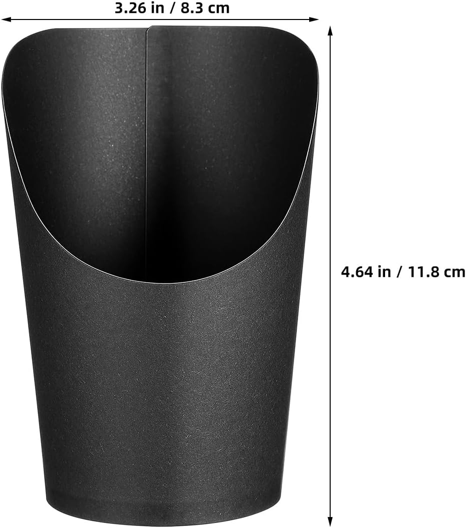100 Pcs Disposable Black Paper French Fry Holders 14oz Snack Cups Charcuterie Popcorn Boxes for Party and Event Tableware