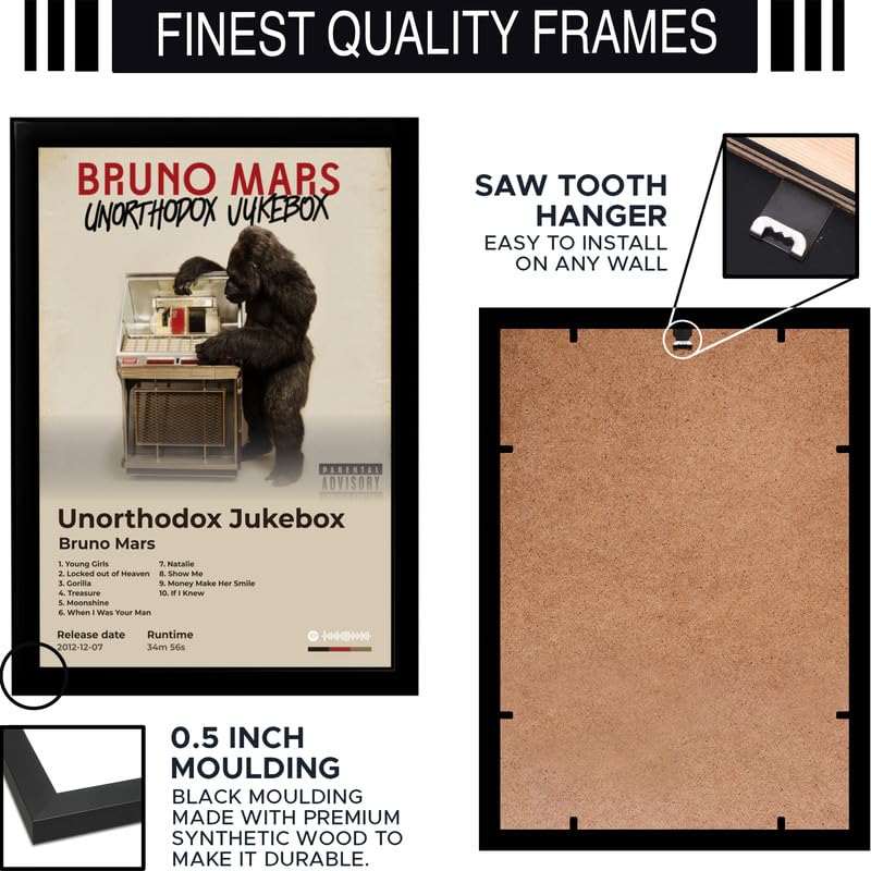 Image of BLINKART Bruno mars - Unorthodox Jukebox Wall Photo Frames | Wall Art for Bedroom, Living Room, Studio or Office | Album Cover Print with Spotify Song Link QR Code | Gift for Fans - 8x12 In