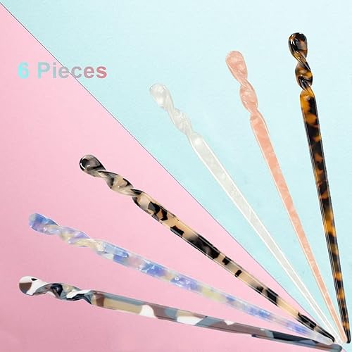 Miniatura 3 de 6 palillos de acetato para el cabello, palillos vintage con estampado de leopardo, palillos para moños, pinzas para el cabello, accesorios para