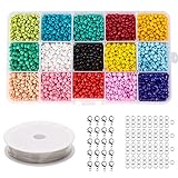 Tamaño: Las perlas sueltas tienen un diámetro de 4 mm y son lo suficientemente grandes para ser fácilmente y rápidamente roscadas. Equipado con una caja de plástico transparente, cada color de las cuentas se envuelve individualmente, no es fácil de ensuciar, es fácil de almacenar.