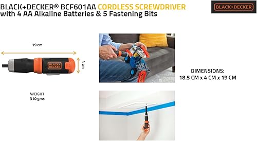 Vista 3 de BLACK+DECKER Destornillador inalámbrico, alcalino (BCF601AA)